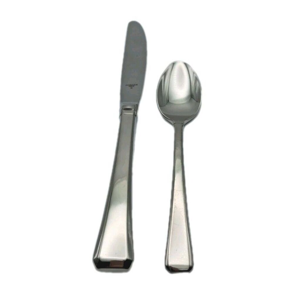 Gorham Tristan Glossy Teaspoon & Place Knife Stainless 18/8 Flatware NOS Rare